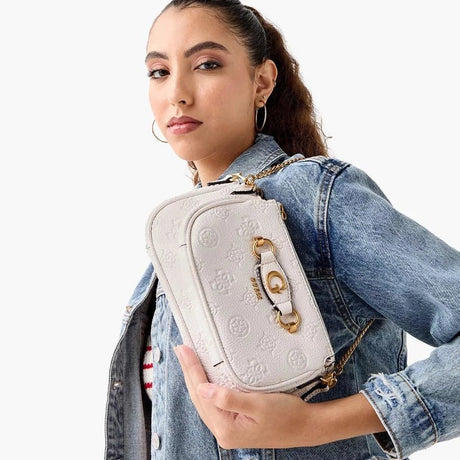 GUESS Izzy Double Pouch Crossbody BAG - WHITE - GB209 - Runner