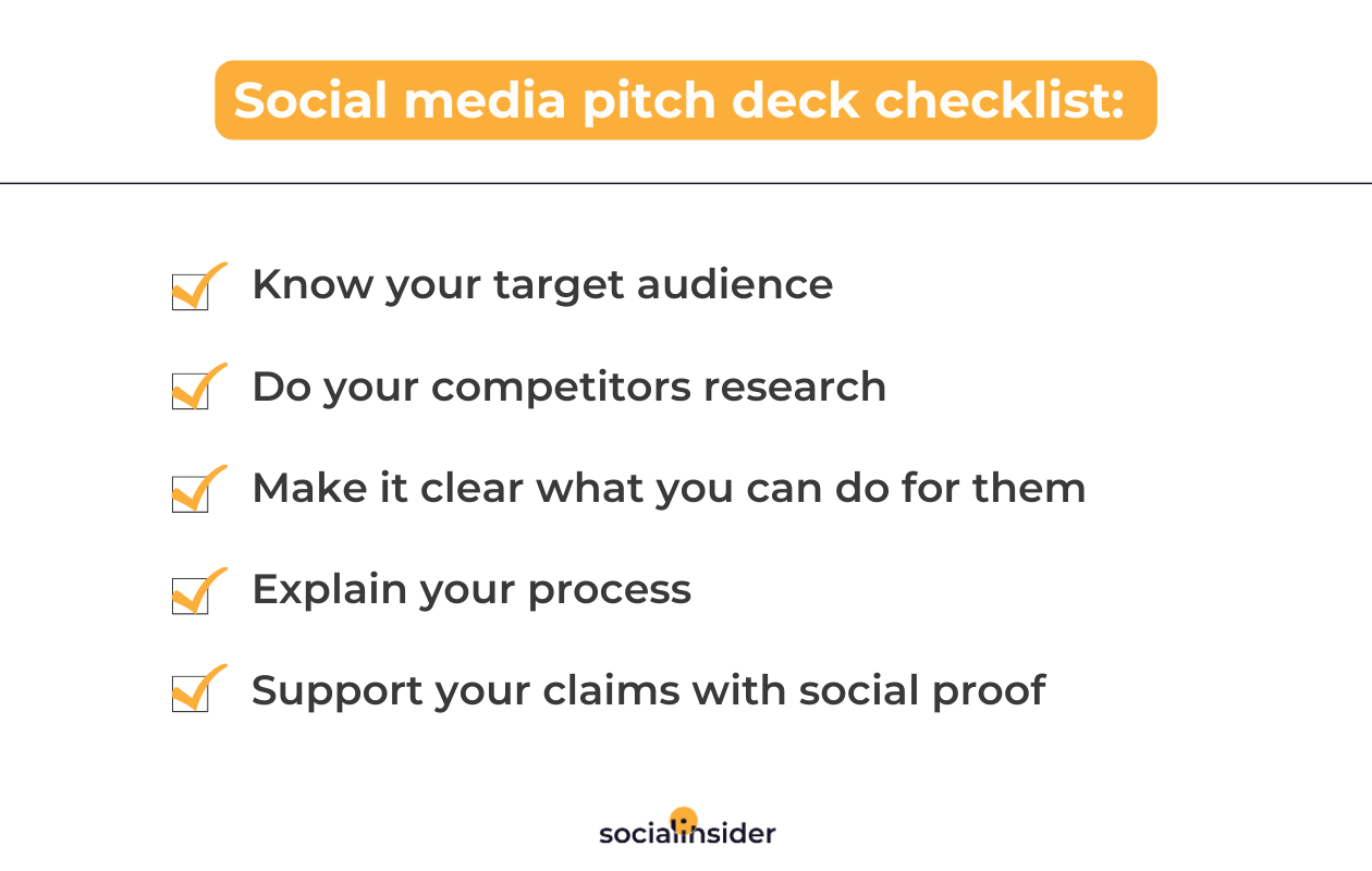 social media pitch deck checklist