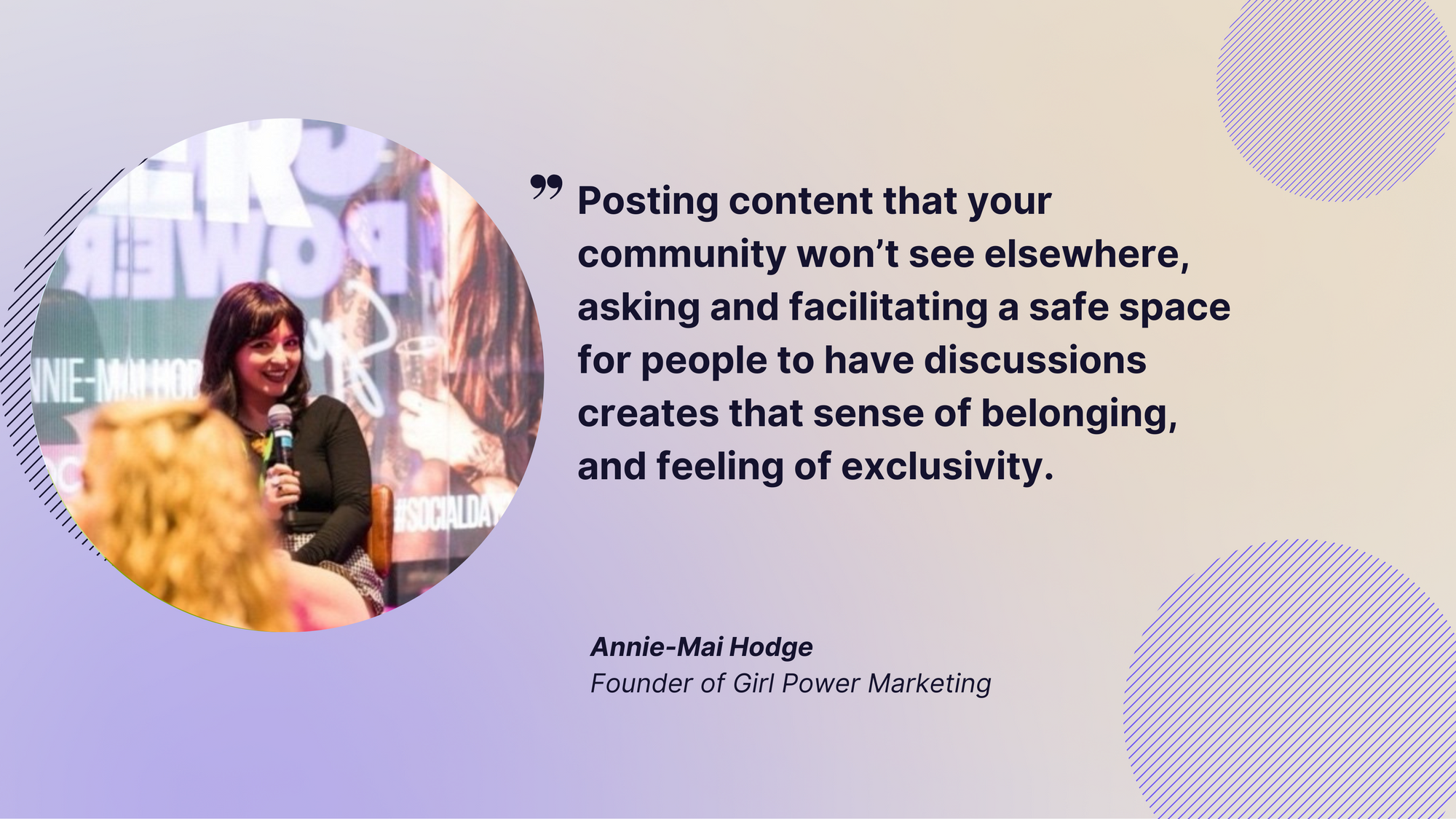 Annie-Mai Hodge about social media communities