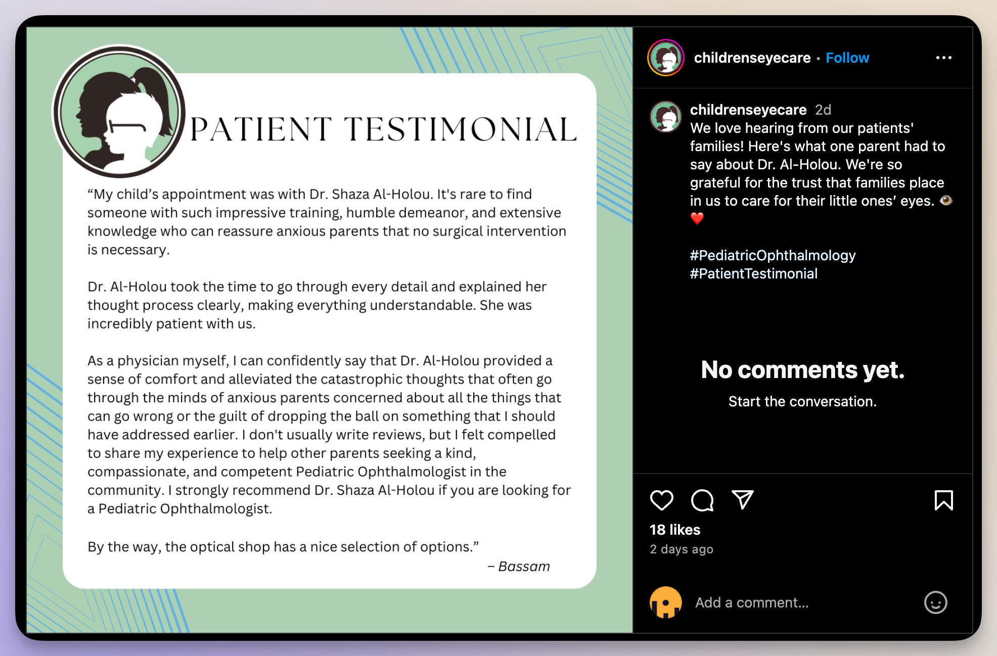 content pillar example - patient testimonials