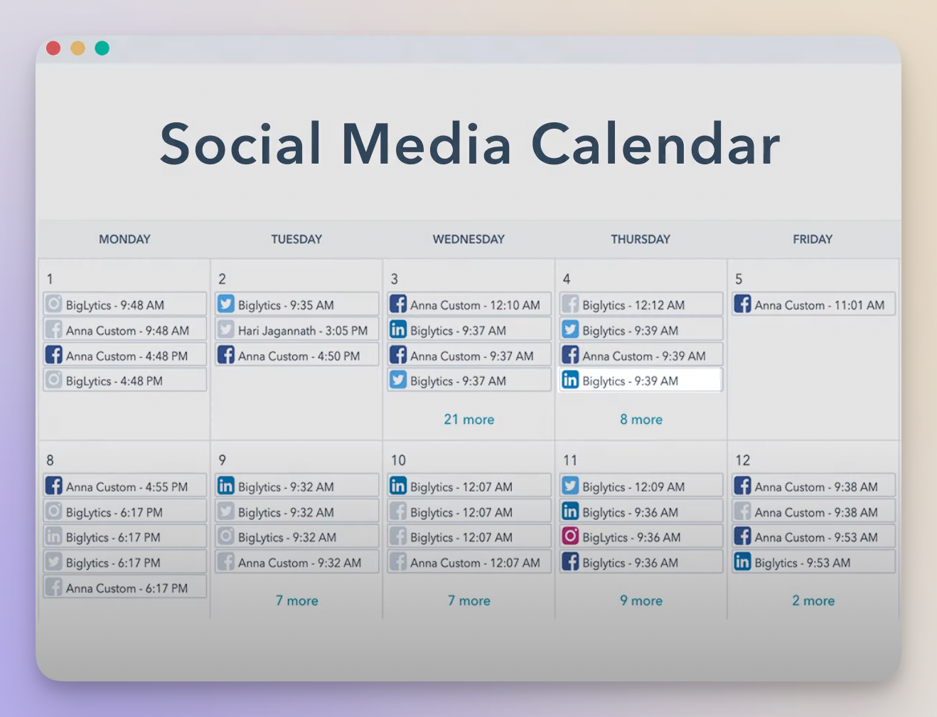 social media calendar