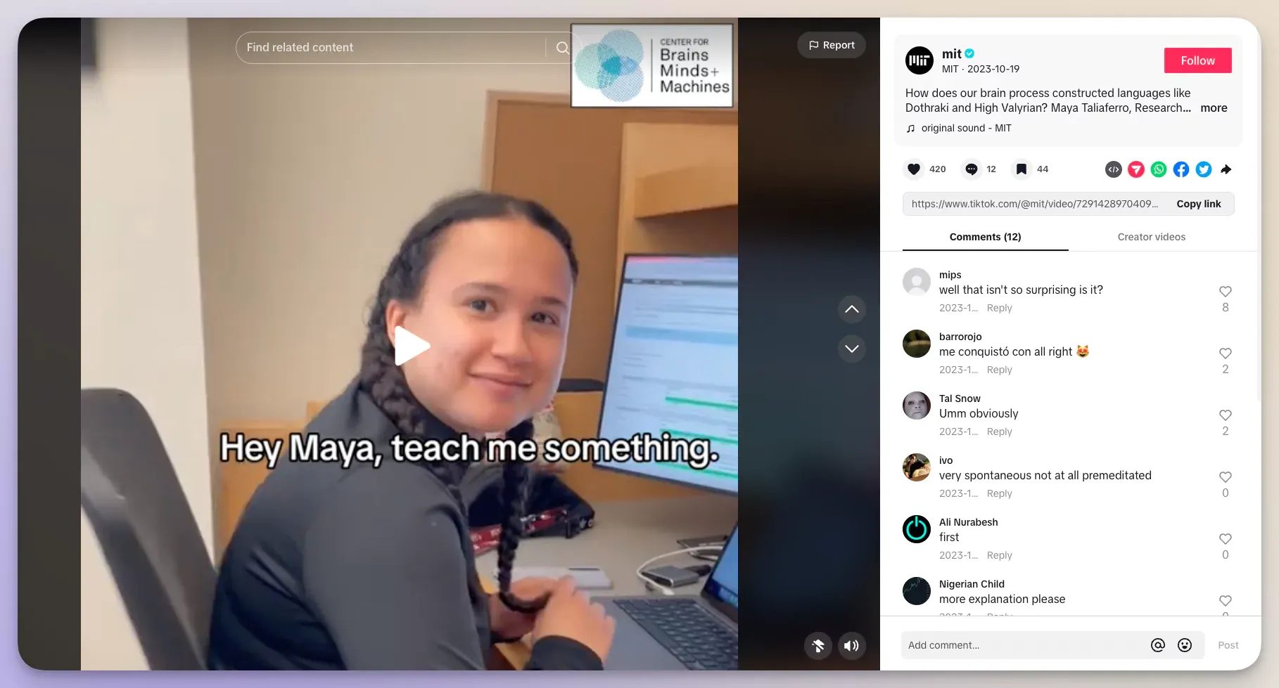 Video tutorial post from MIT on TikTok